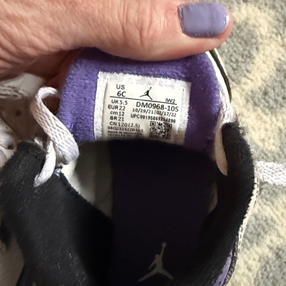 💜 Air Jordan GUC Toddlers Retro 3 Td 'Dark Iris' Sneakers💜 SIZE 6 - Picture 9 of 10
